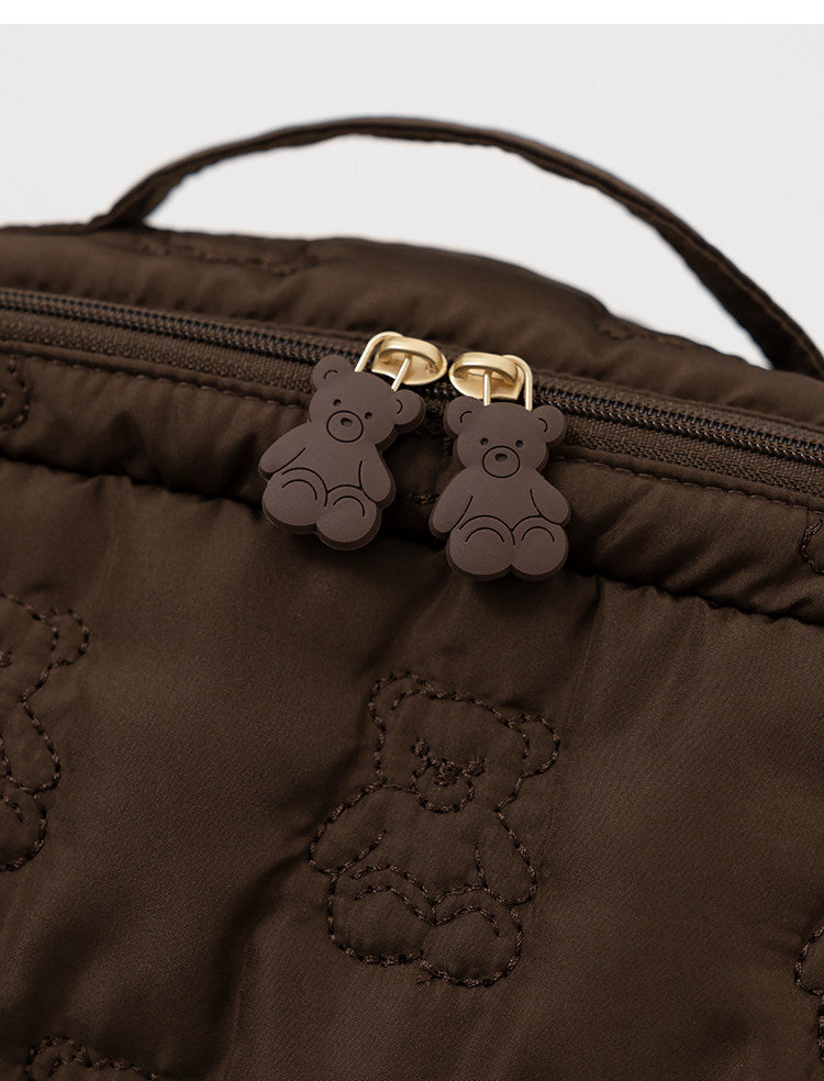 Cartoon Cute Embroidered Bear Soft Lightweight Handheld Makeup Bag - Multi-Purpose Travel Storage Organizer