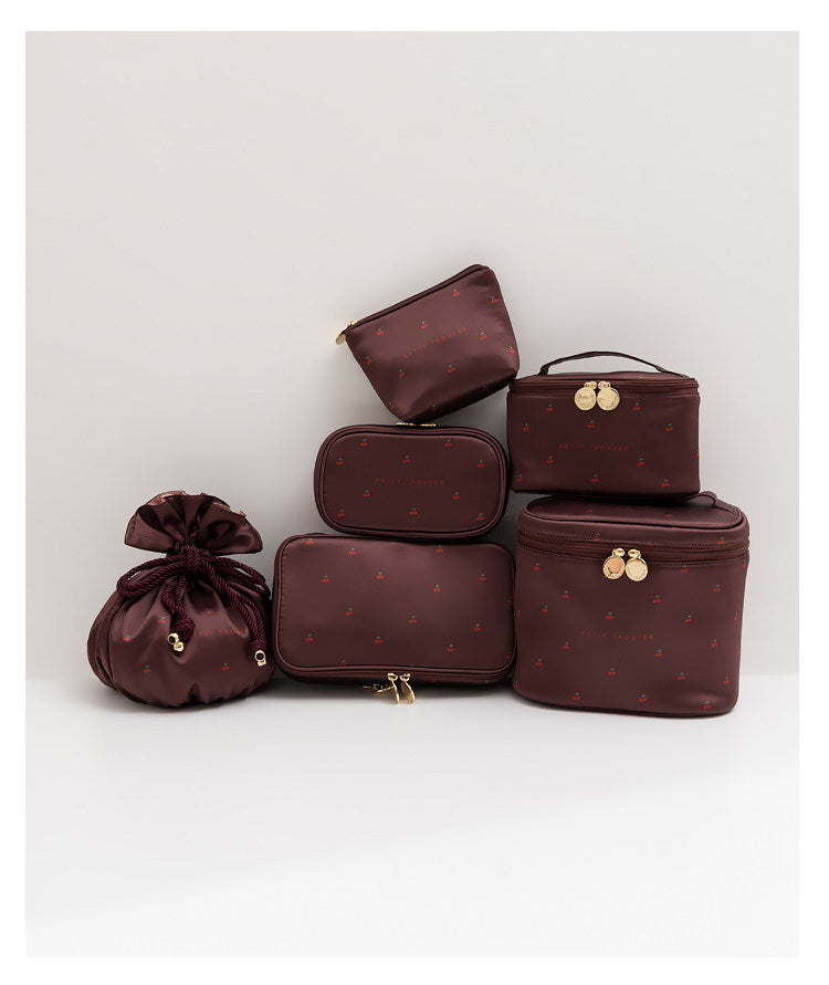 PETIT TROUVER Sweet Lovely Small Chttps://admin.shopify.com/store/abb665-90/productsherry Makeup Organizer - Handheld Bucket Style Cosmetic Storage Pouch