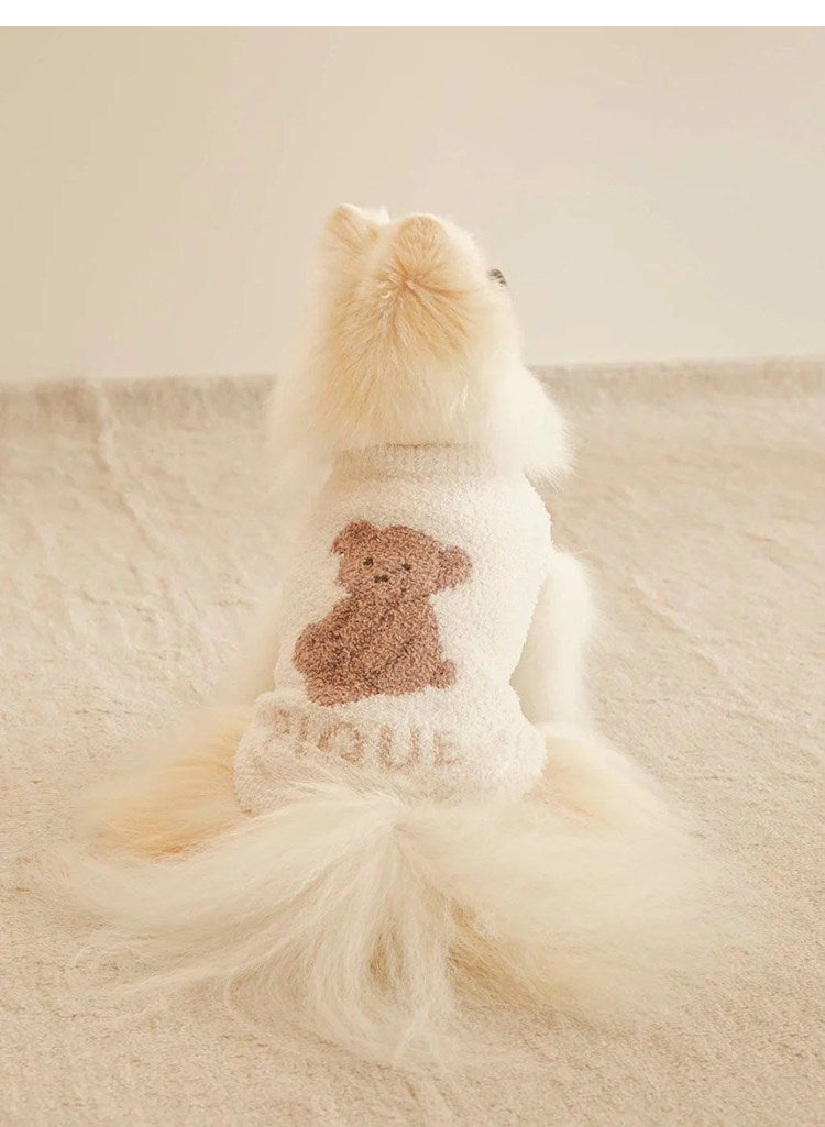 Fluffy Feather Fleece Pet Clothes | Cute Lion, Koala & Bear Printed Outfits for Small Dogs