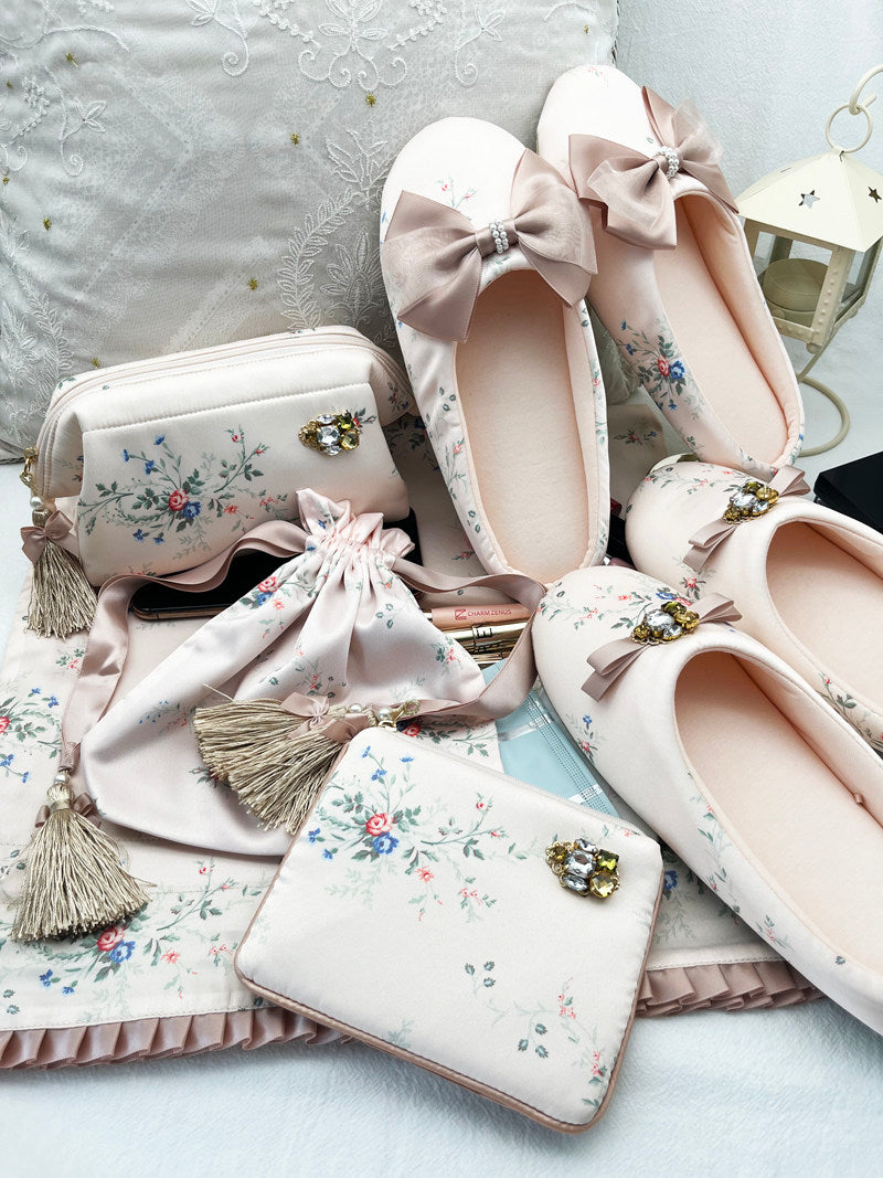 Sweet Floral Sequin & Tassel Makeup Clutch - Embellished Wristlet Pouch