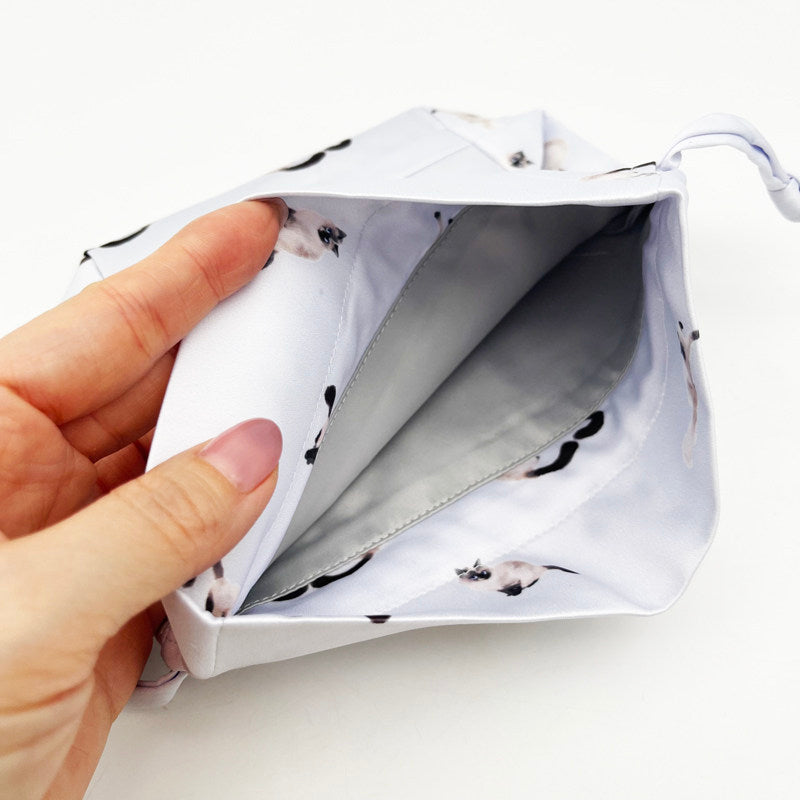 Siamese Cat Print Drawstring Pouch - Portable Jewelry & Makeup Organizer Bag