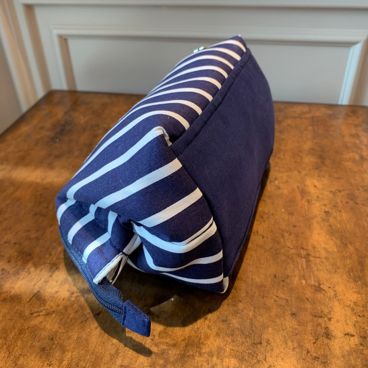 Petit Secret Navy Stripe Pearl Clasp Makeup Pouch