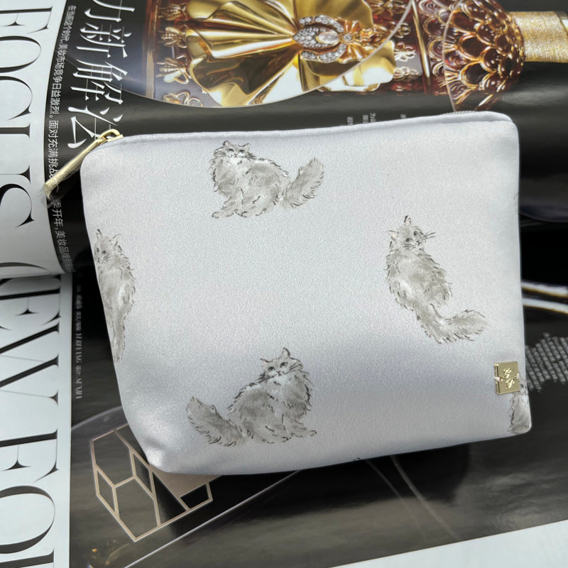 Petit Secret PETIT TROUVER persian cat print small bucket bag portable travel cosmetic bag
