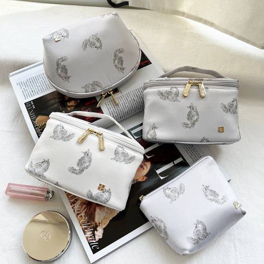 Petit Secret PETIT TROUVER persian cat print small bucket bag portable travel cosmetic bag