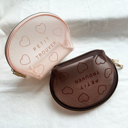 Petit Secret PETIT TROUVER Heart-shaped Velvet Mesh Cosmetic Storage Bag