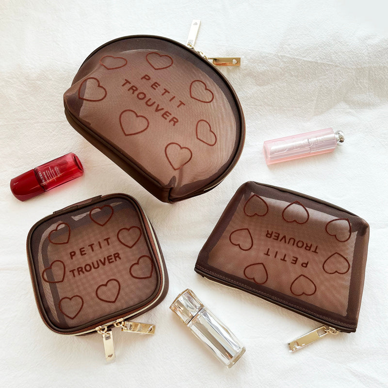 Petit Secret PETIT TROUVER Heart-shaped Velvet Mesh Cosmetic Storage Bag