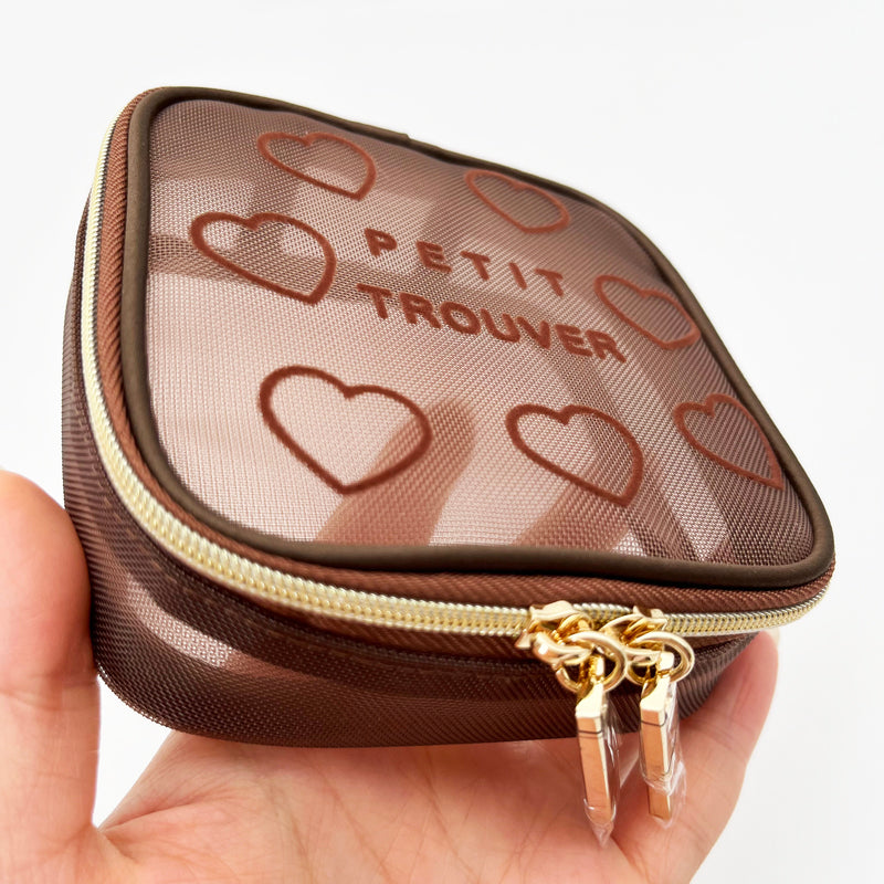 Petit Secret PETIT TROUVER Heart-shaped Velvet Mesh Cosmetic Storage Bag