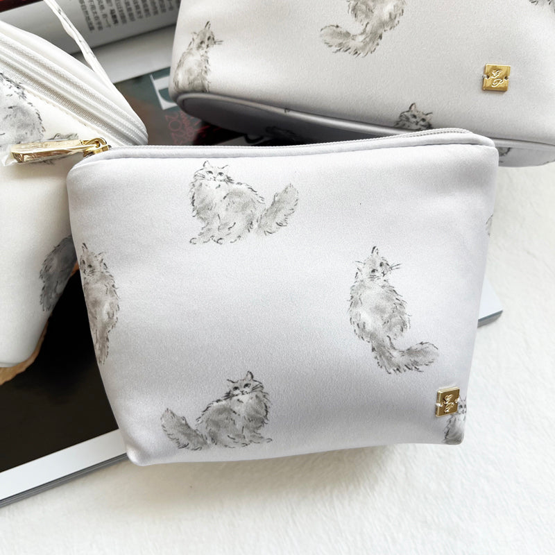 Petit Secret PETIT TROUVER persian cat print small bucket bag portable travel cosmetic bag