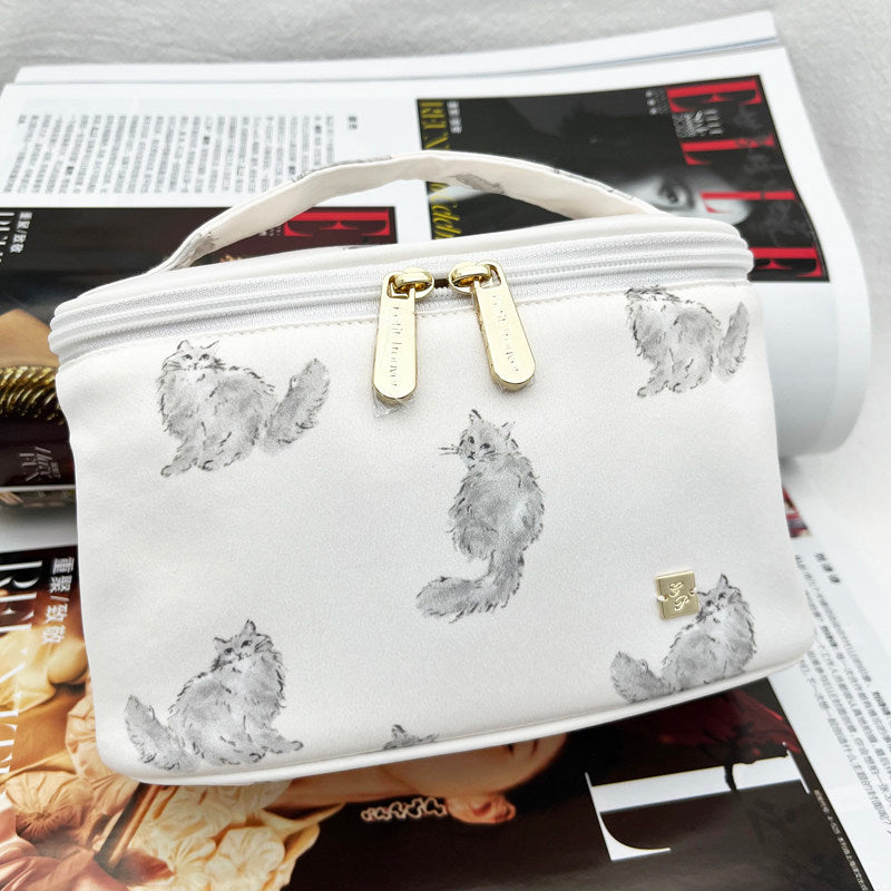 Persian Cat Print Series: Mini Barrel Bag, Makeup Pouch & Tissue Case Set