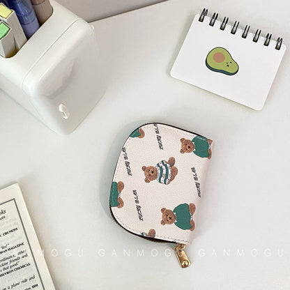 American Style Cute Cartoon Bear Accordion Card Holder, Multi-Card Slots Large Capacity Small Wallet, Lightweight Coin Purse for Women & Girl Students