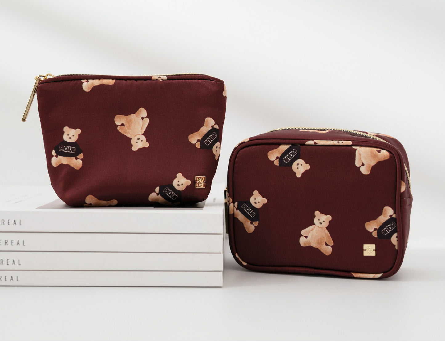 Japanese Style Cuddly Cute Cartoon Bear Mini Cosmetic Bag - 3-in-1 Lipstick & Sanitary Pad Storage Pouch