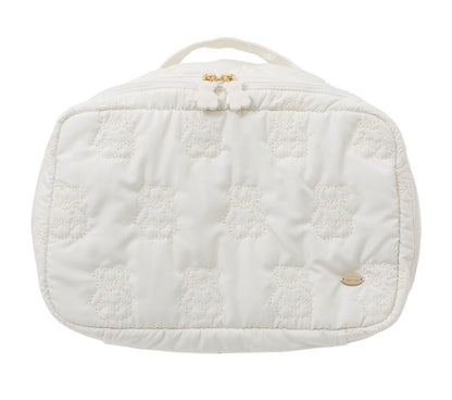 Cartoon Cute Embroidered Bear Soft Lightweight Handheld Makeup Bag - Multi-Purpose Travel Storage Organizer