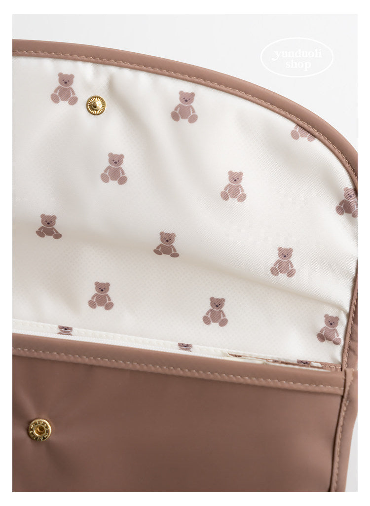 Cute Cartoon Brown Bear Large-Capacity Travel Bag | Document, Card & Vaccine Record Organizer