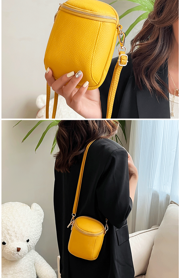 Women's Genuine Cowhide Leather Mini Bag, Trendy Versatile Soft Shoulder & Crossbody Bag, Multi-purpose Women's Cell Phone Bag with Soft Texture