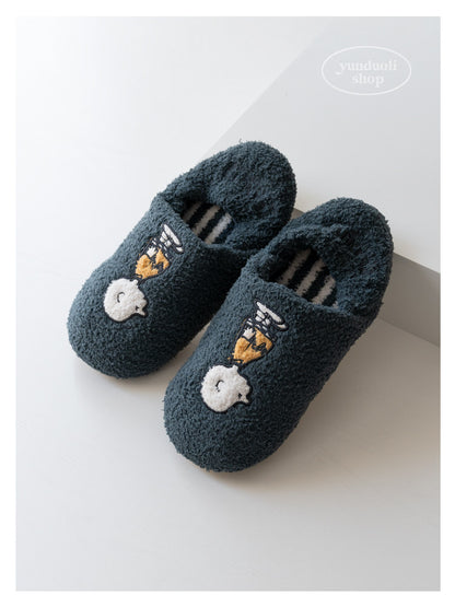 Fluffy Fleece Cartoon Snoopy Couple Slippers - Autumn Winter Warm Non-Slip Indoor Shoes
