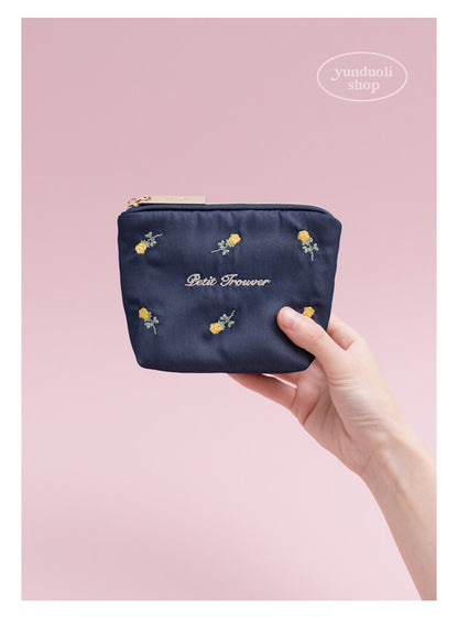 Japanese - Style Sweet & Cute Rose Embroidery Mesh Portable Sanitary Pad & Tissue Pouch