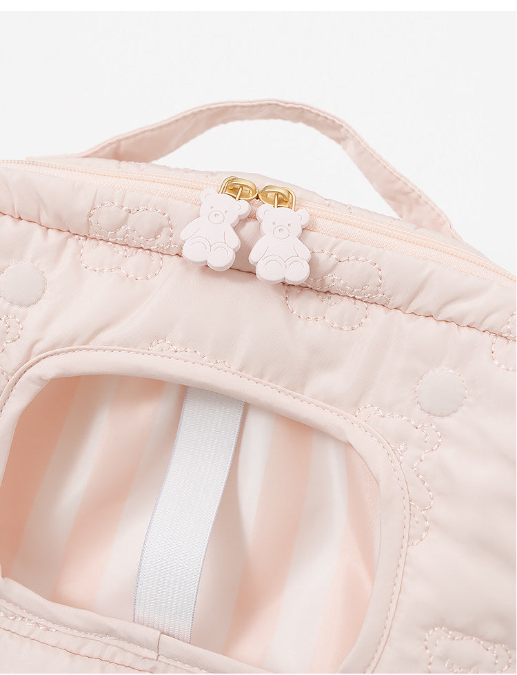Cute Cartoon Bear Embroidery Diaper Bag | Small Handheld Storage Bag for Moms