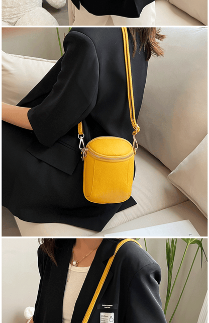 Women's Genuine Cowhide Leather Mini Bag, Trendy Versatile Soft Shoulder & Crossbody Bag, Multi-purpose Women's Cell Phone Bag with Soft Texture