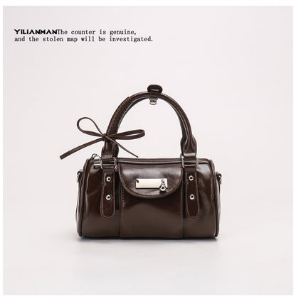 Versatile Vintage Boston Bag for Women, Premium Textured Stylish Small Shoulder Bag, Multi-Wear Daily Crossbody Bag
