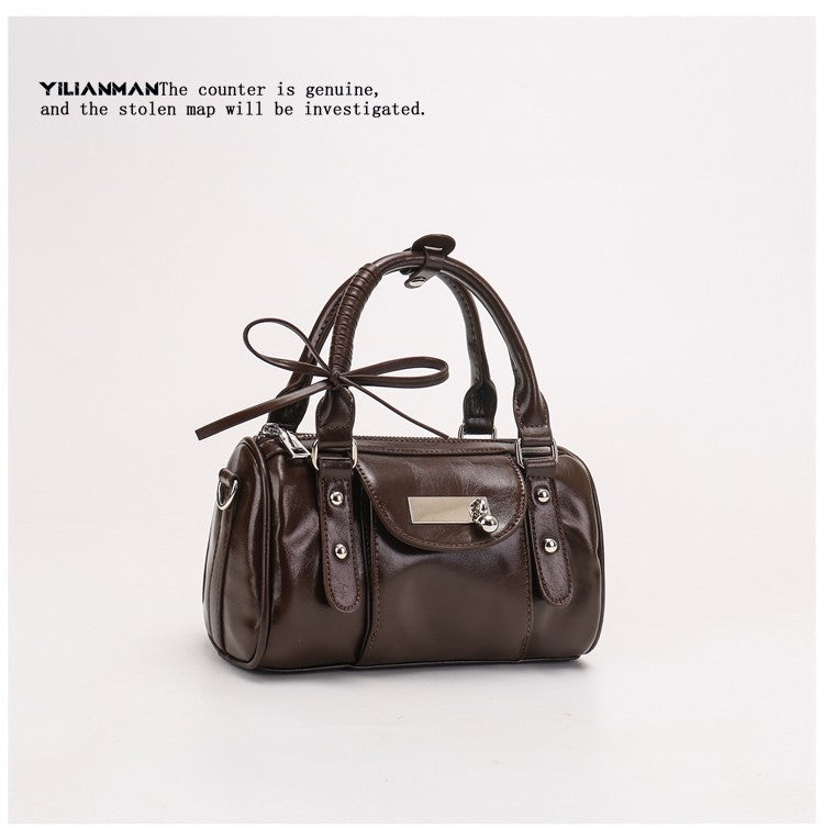 Versatile Vintage Boston Bag for Women, Premium Textured Stylish Small Shoulder Bag, Multi-Wear Daily Crossbody Bag