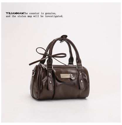 Versatile Vintage Boston Bag for Women, Premium Textured Stylish Small Shoulder Bag, Multi-Wear Daily Crossbody Bag