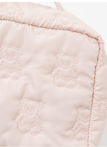 Cute Cartoon Bear Embroidery Diaper Bag | Small Handheld Storage Bag for Moms