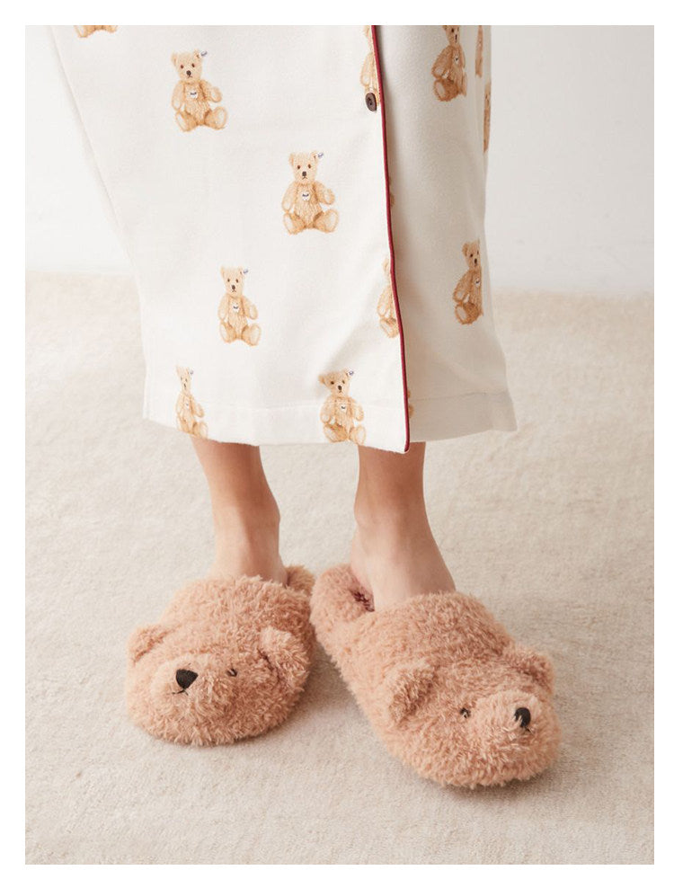 Cozy Plush Cartoon Bear Slippers for Couples, Fluffy Fleece Winter & Autumn Home Warmth Slippers