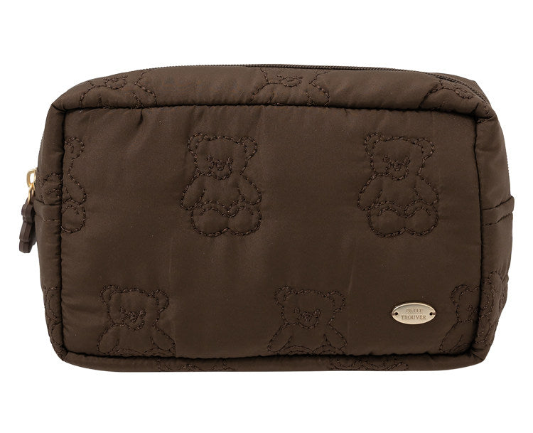 Cute Cartoon Bear Embroidery Lightweight Pouch | Cosmetic & Storage Bag