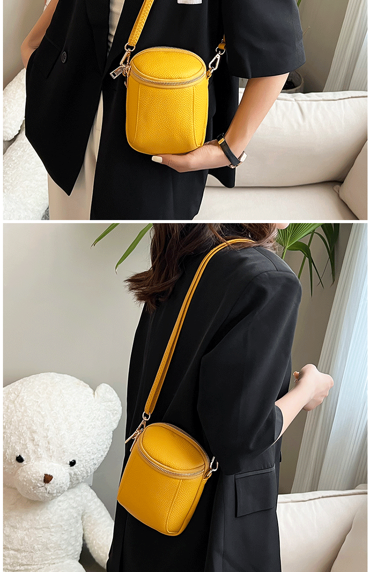 Women's Genuine Cowhide Leather Mini Bag, Trendy Versatile Soft Shoulder & Crossbody Bag, Multi-purpose Women's Cell Phone Bag with Soft Texture