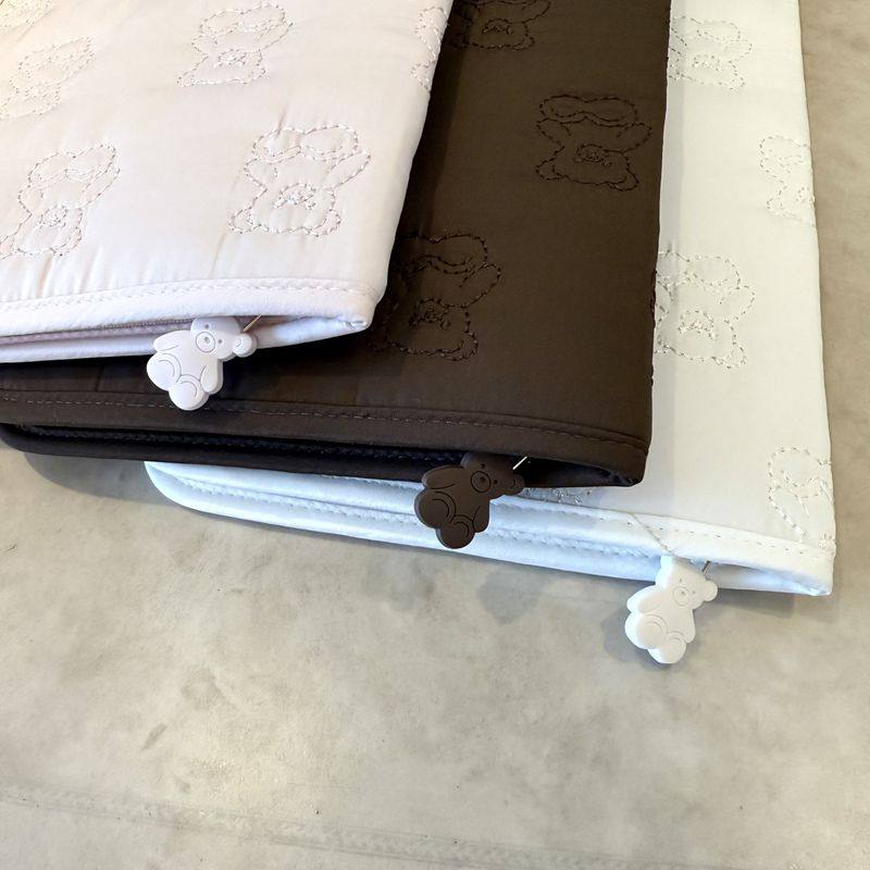 Baby Bear Embroidered Mother-Child Handbook & Document Organizer Pouch - For Birth Certificate and Important Cards