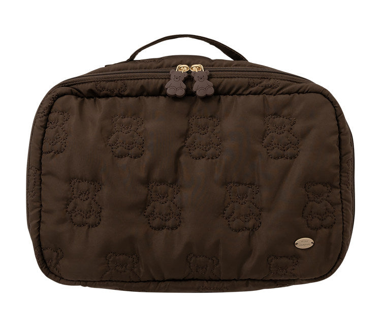 Cartoon Cute Embroidered Bear Soft Lightweight Handheld Makeup Bag - Multi-Purpose Travel Storage Organizer