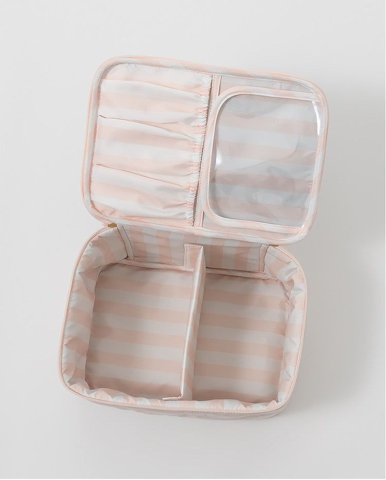 Cute Cartoon Bear Embroidery Handheld Makeup Bag 3D Square Compartmental Storage Bag