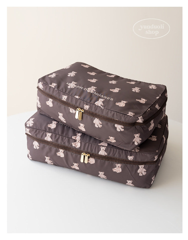 Soft, Cute and Adorable Cartoon Bear-Themed Travel Storage Set: Lightweight Storage Bags for Clothes and Underwear