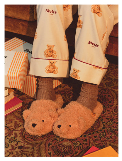 Cozy Plush Cartoon Bear Slippers for Couples, Fluffy Fleece Winter & Autumn Home Warmth Slippers