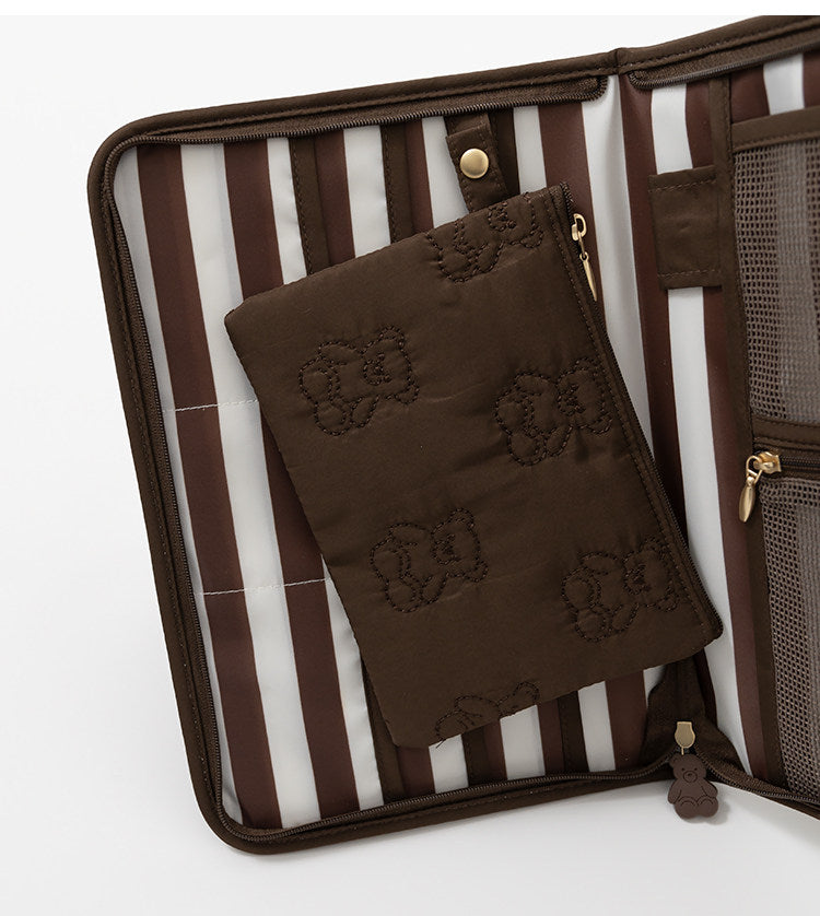 Cartoon Cute Bear Travel Organizer Bag - Passport Ticket Card Multi-Purpose Document Holder