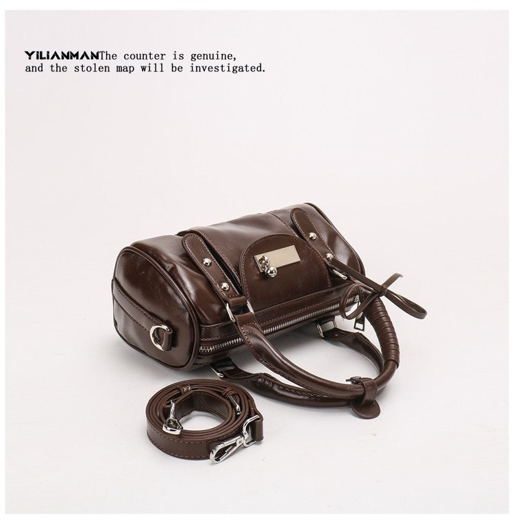Versatile Vintage Boston Bag for Women, Premium Textured Stylish Small Shoulder Bag, Multi-Wear Daily Crossbody Bag