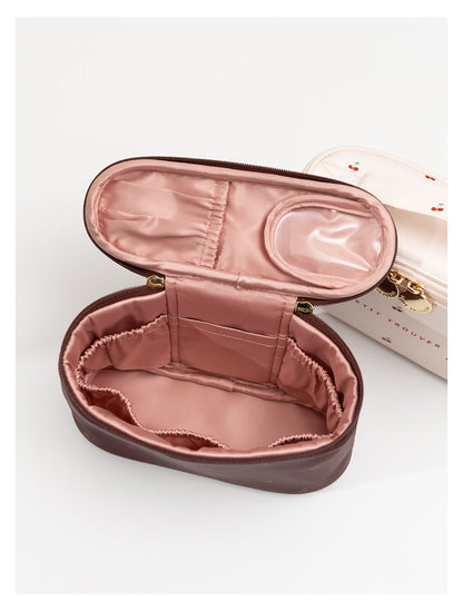 PETIT TROUVER Sweet Lovely Small Chttps://admin.shopify.com/store/abb665-90/productsherry Makeup Organizer - Handheld Bucket Style Cosmetic Storage Pouch