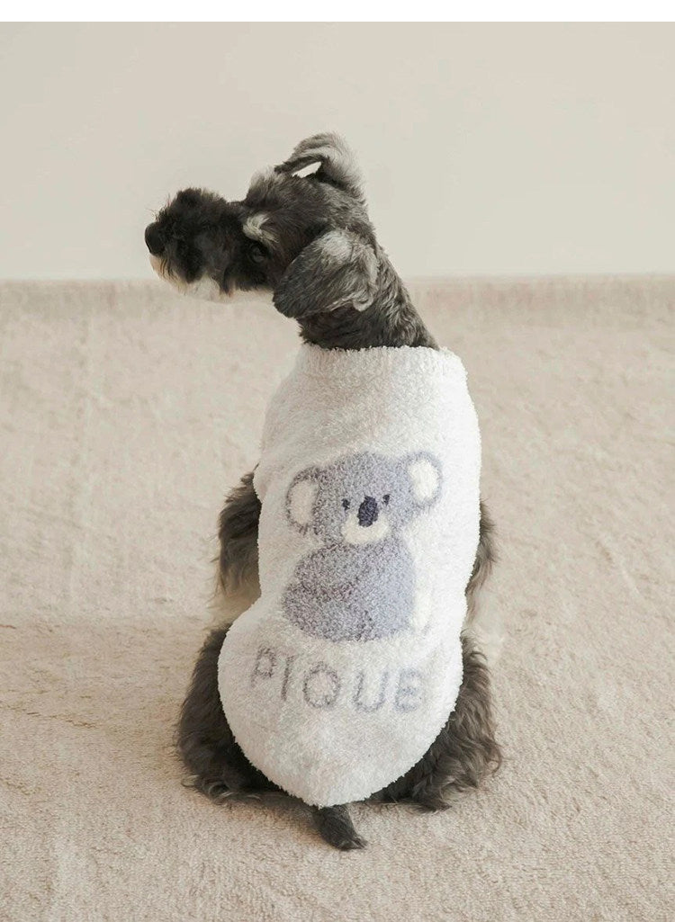 Fluffy Feather Fleece Pet Clothes | Cute Lion, Koala & Bear Printed Outfits for Small Dogs