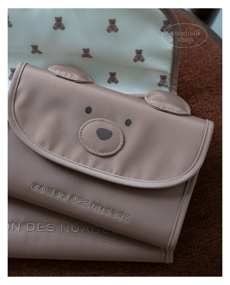 Cute Cartoon Brown Bear Large-Capacity Travel Bag | Document, Card & Vaccine Record Organizer