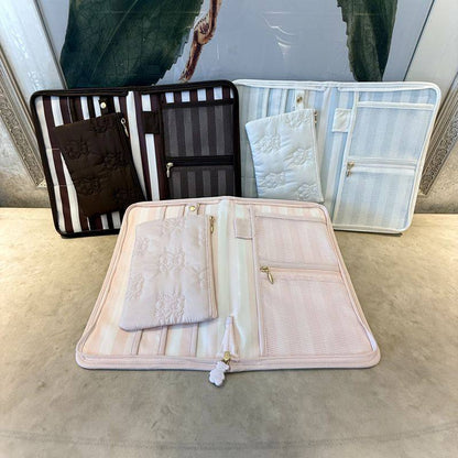 Baby Bear Embroidered Mother-Child Handbook & Document Organizer Pouch - For Birth Certificate and Important Cards