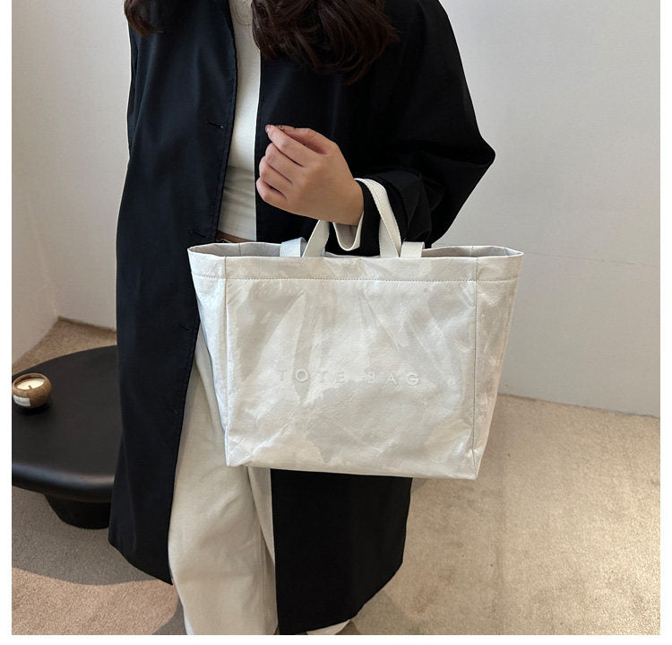 Large Capacity Waterproof Clear PVC Jelly Bag, Tyvek Tote Handbag for Daily Commute, Work, Shopping & Maternity Diaper Use