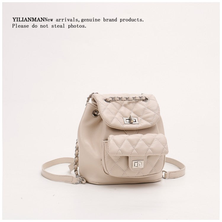 New Arrival Quilted Pattern Chain Backpack for Women, Niche Unique Design Small Shoulder Backpack, Multi-purpose Stylish Top Handle Bag