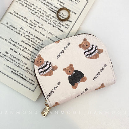American Style Cute Cartoon Bear Accordion Card Holder, Multi-Card Slots Large Capacity Small Wallet, Lightweight Coin Purse for Women & Girl Students