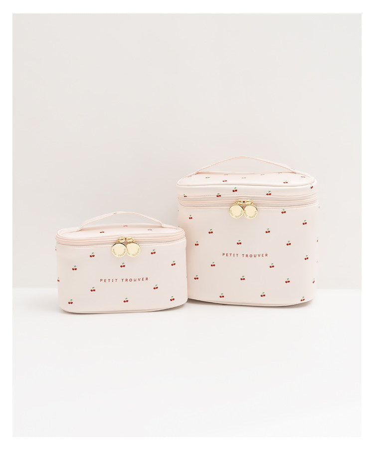 PETIT TROUVER Sweet Lovely Small Chttps://admin.shopify.com/store/abb665-90/productsherry Makeup Organizer - Handheld Bucket Style Cosmetic Storage Pouch