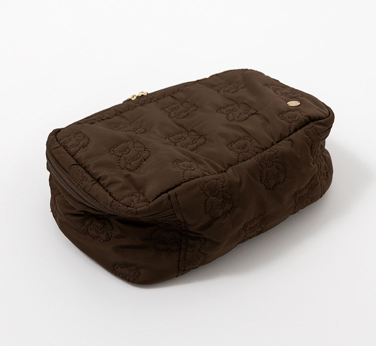 Cartoon Cute Embroidered Bear Soft Lightweight Handheld Makeup Bag - Multi-Purpose Travel Storage Organizer