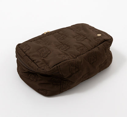 Cartoon Cute Embroidered Bear Soft Lightweight Handheld Makeup Bag - Multi-Purpose Travel Storage Organizer