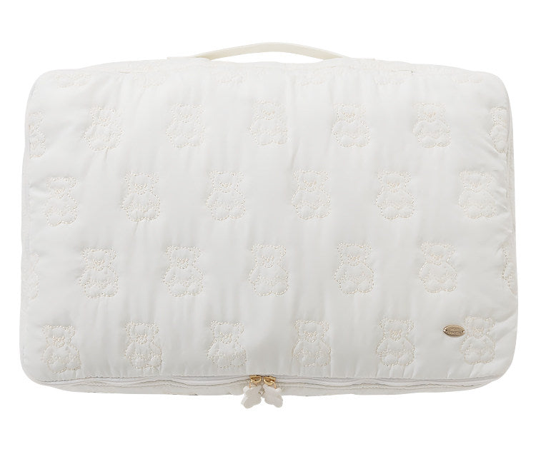 Adorable Teddy Bear Embroidered Travel Organizer - Multi-Purpose Clothing Sorting Bag for Luggage & Home Storage