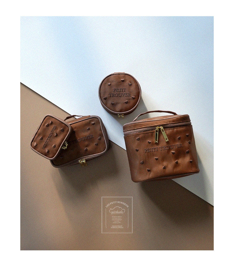 Sweet Fairycore Mesh Square Cosmetic Bag - Heart Embroidery Multi-Purpose Storage Bag