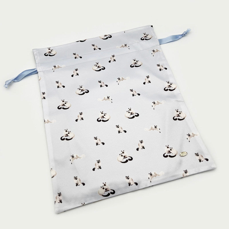 Siamese Cat Print Drawstring Pouch - Portable Jewelry & Makeup Organizer Bag