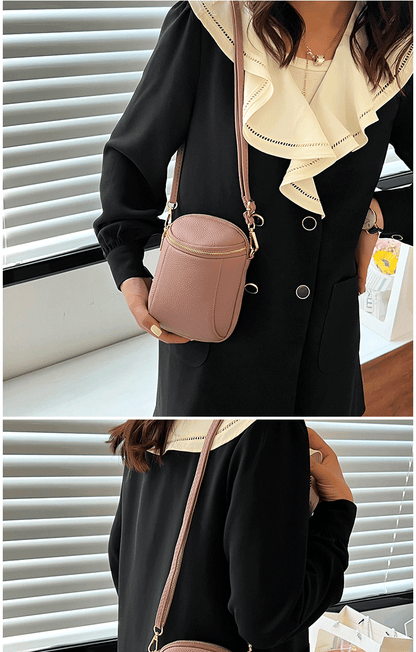 Women's Genuine Cowhide Leather Mini Bag, Trendy Versatile Soft Shoulder & Crossbody Bag, Multi-purpose Women's Cell Phone Bag with Soft Texture